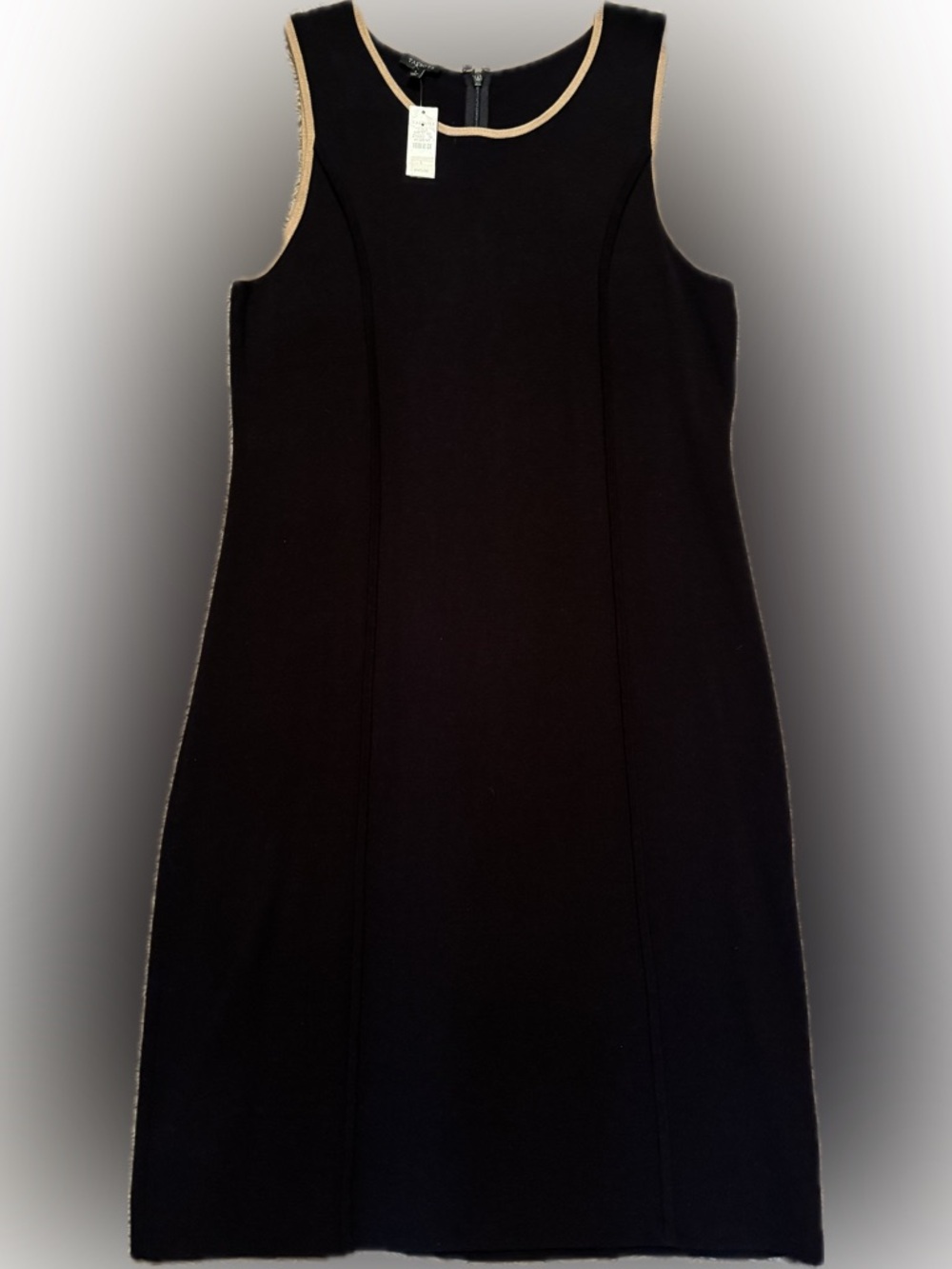 NWT Talbots Sz Large Black Sleeveless Midi Thick Dress w/ tailored seams